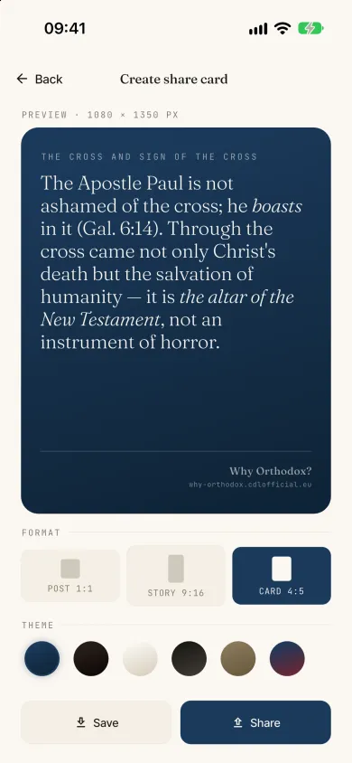 The share card generated for an answer, Protestant theme